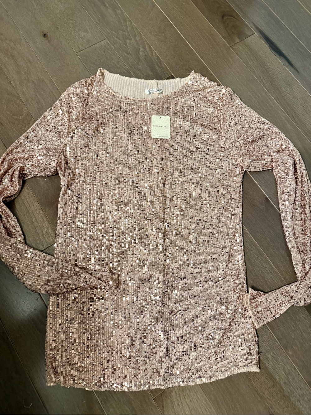 Free people Sequin Long Sleeve Women's Top - Rose Gold